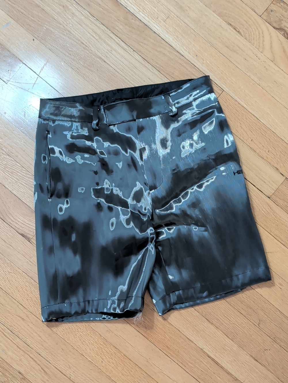 Heliot Emil Gray Liquid Metal Shorts
